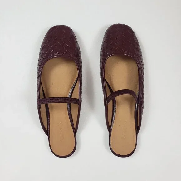 Madewell Burgundy Woven Leather Mary Jane Flats - Picture 4 of 16